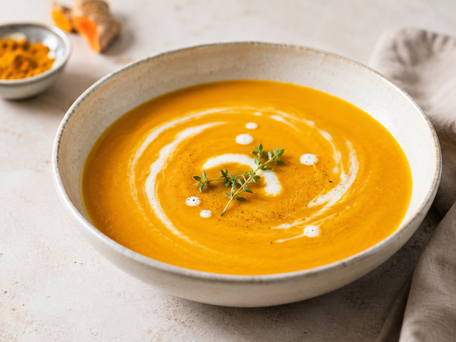 Goldene Karottensuppe — Rezept mit Organic ginger concentrate with turmeric