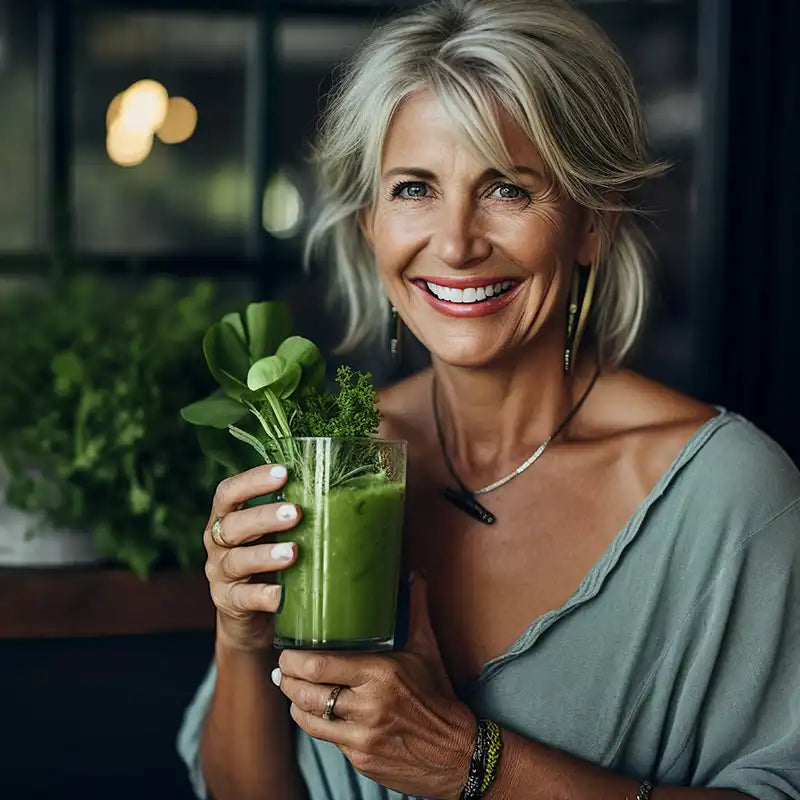 frau mit grünem smoothie